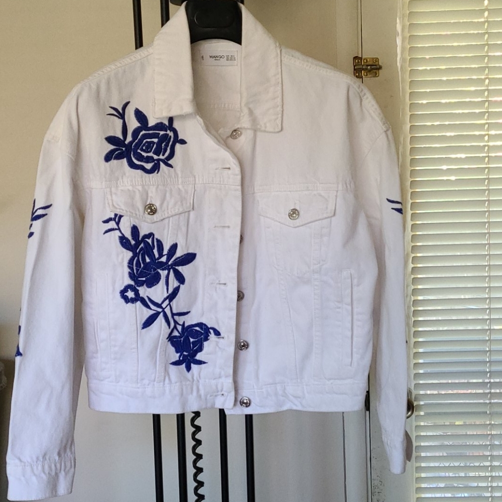 Mango Denim Embroidered Jacket
